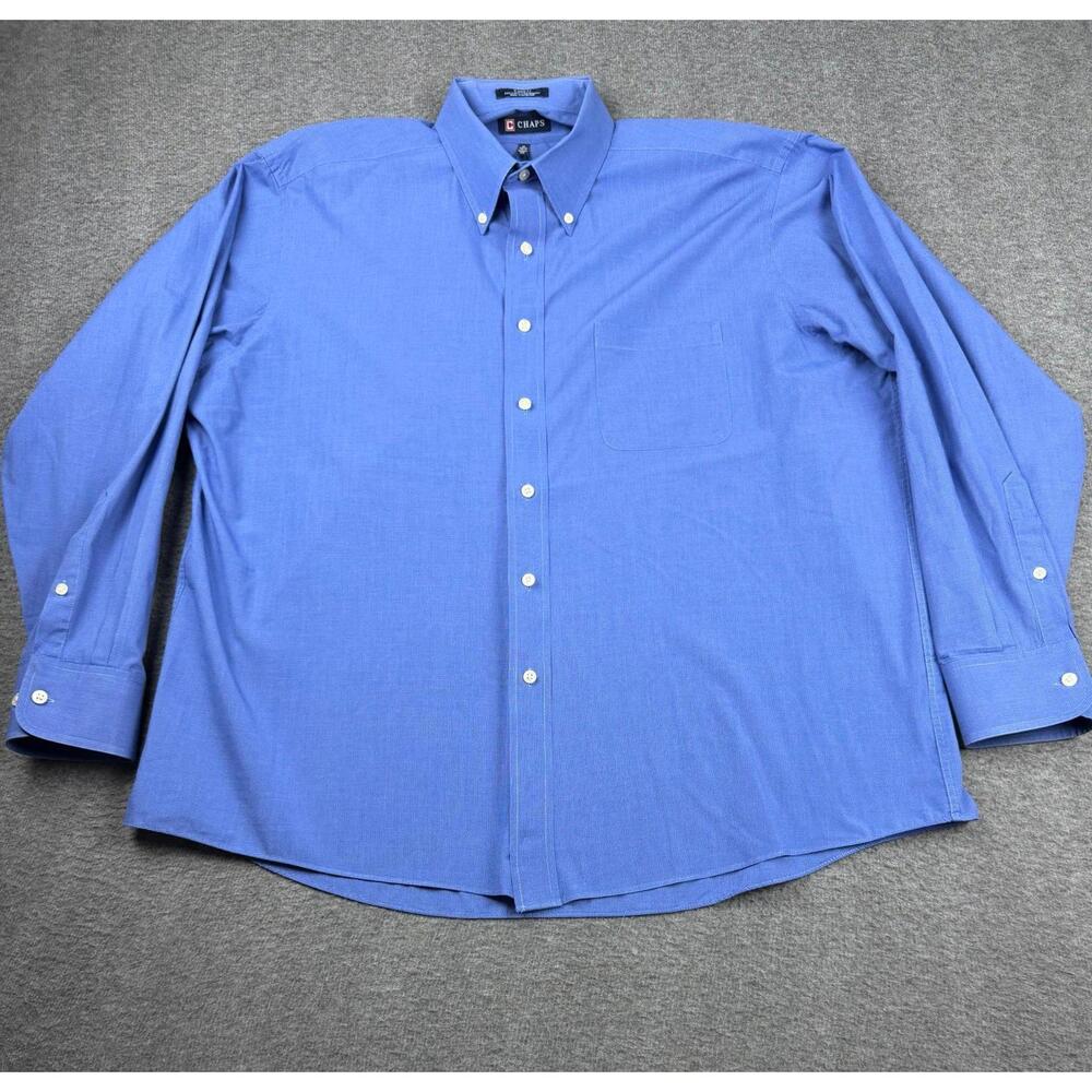 Chaps Classic Fit Blue Wrinkle-Free Dress Shirt Size XL
